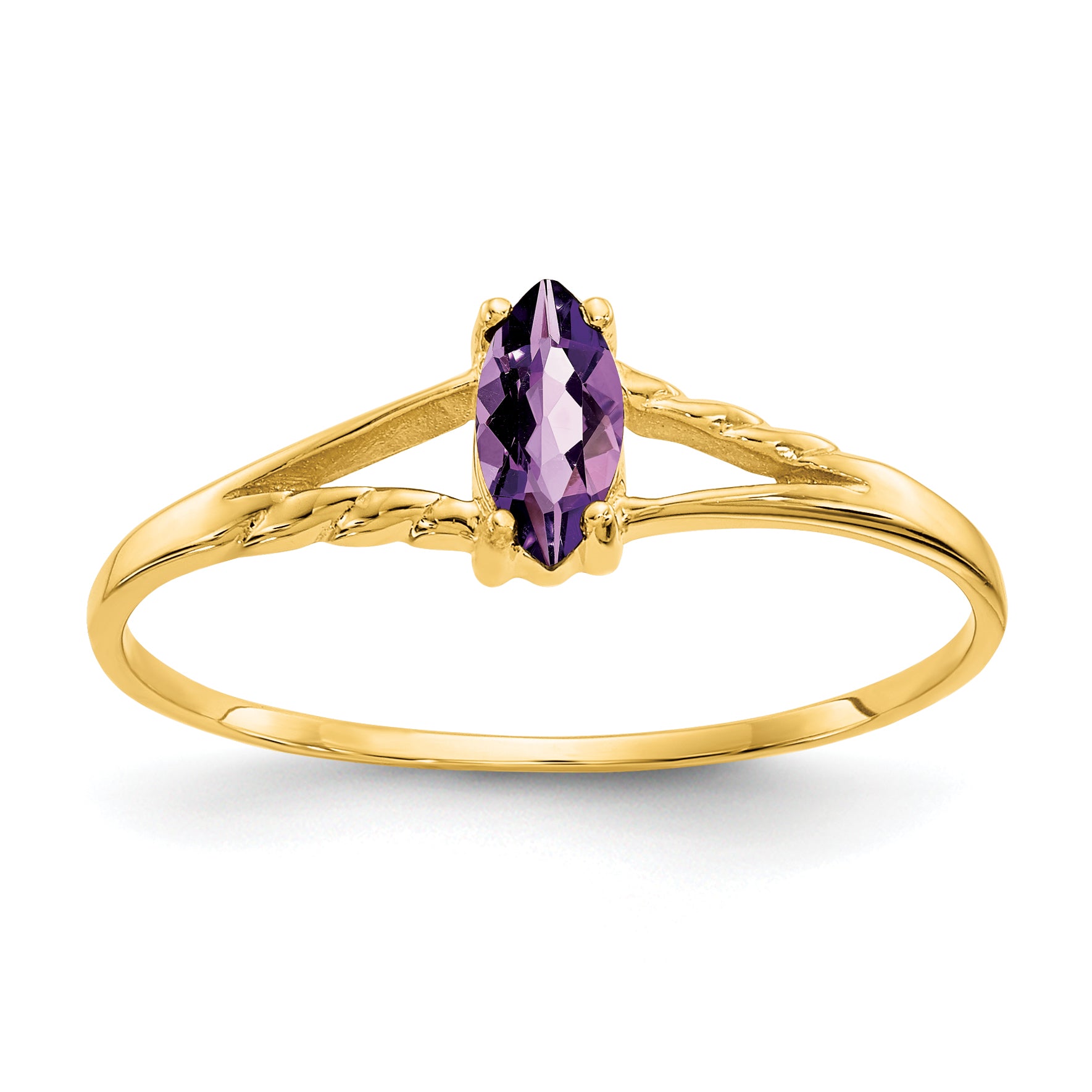 10k Polished Genuine Amethyst Birthstone Ring