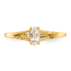 10k Polished Genuine White Topaz Birthstone Ring