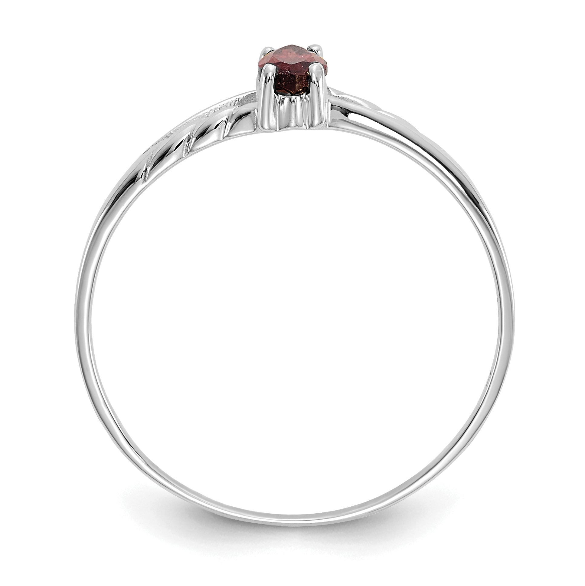 10 Karat White Gold Polished Genuine Garnet Birthstone Ring - View 2