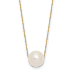 10k 10-11mm White Round Freshwater Cultured Pearl 17 inch Rope Necklace
