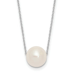 10k White Gold 10-11mm White Round Freshwater Cultured Pearl 17 inch Rope Necklace