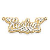 10k Yellow and Rhodium 3D Diamond Name Plate