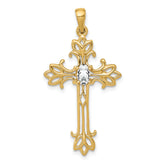 10K 5x3mm Oval Cubic Zirconia cross pendant