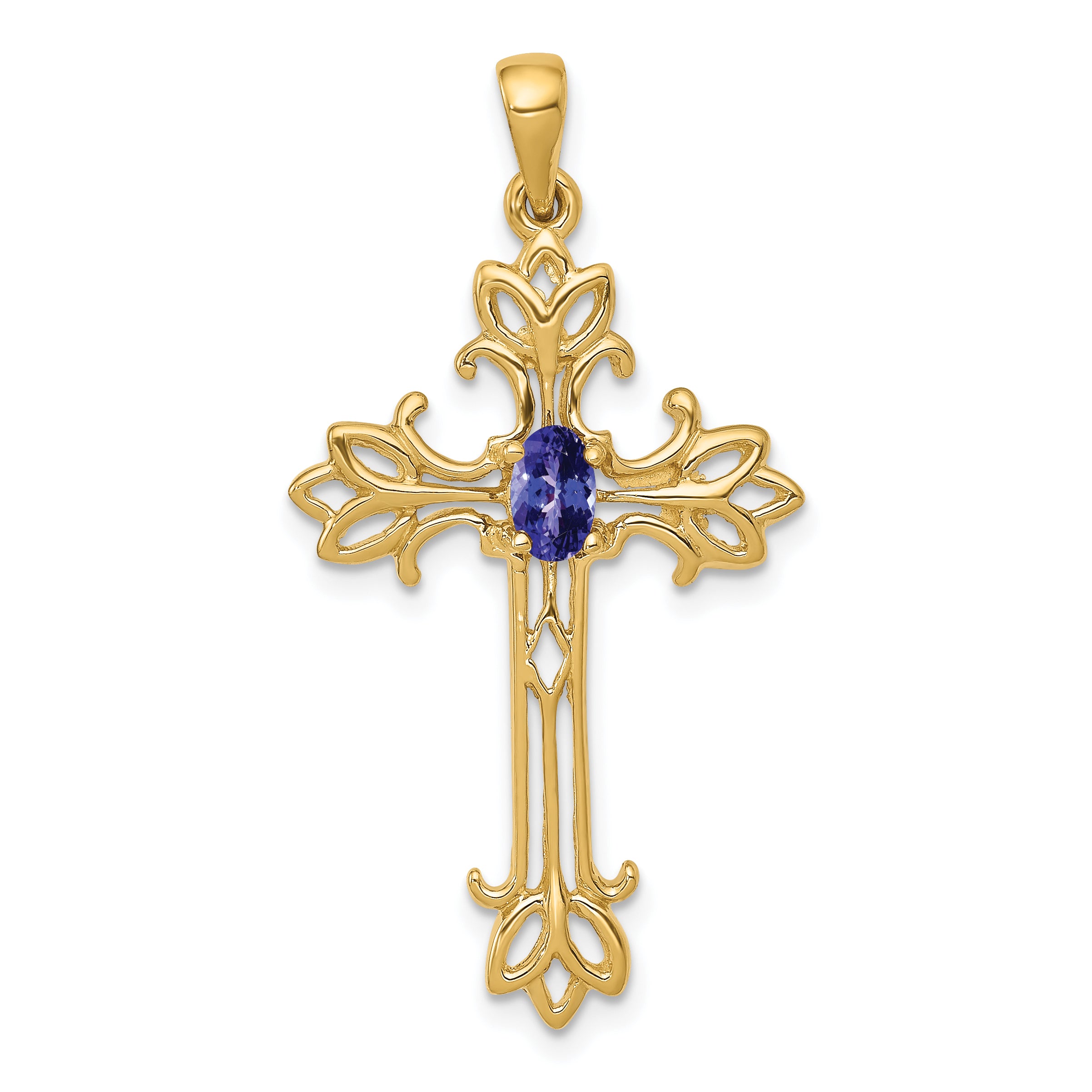 10K 5x3mm Oval Tanzanite cross pendant