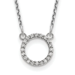 10k White Gold Diamond Open Circle Necklace