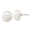 10k White Gold 11-12mm White Button Freshwater Cultured Pearl Stud Post Earrings
