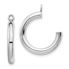 10k White Gold Polished Tube Hoop Earring Jackets