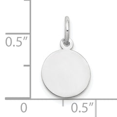 10K White Gold Plain .018 Gauge Circular Engravable Disc Charm