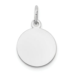10K White Gold Round Disc Charm