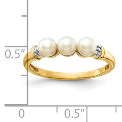 10K Diamond and FW Cultured 3-Pearl Ring