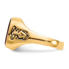 10k Men's Polished and Textured Masonic Ring Mounting (No Stone Included)