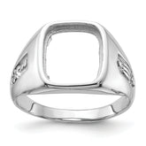 10k White Gold Men's Polished and Grooved Masonic Ring Mounting (No Stone Included)