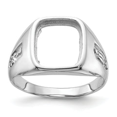 10k White Gold Men's Polished and Grooved Masonic Ring Mounting (No Stone Included)