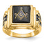 10k Men's Polished and Textured with Black Enamel and Onyx Masonic Ring