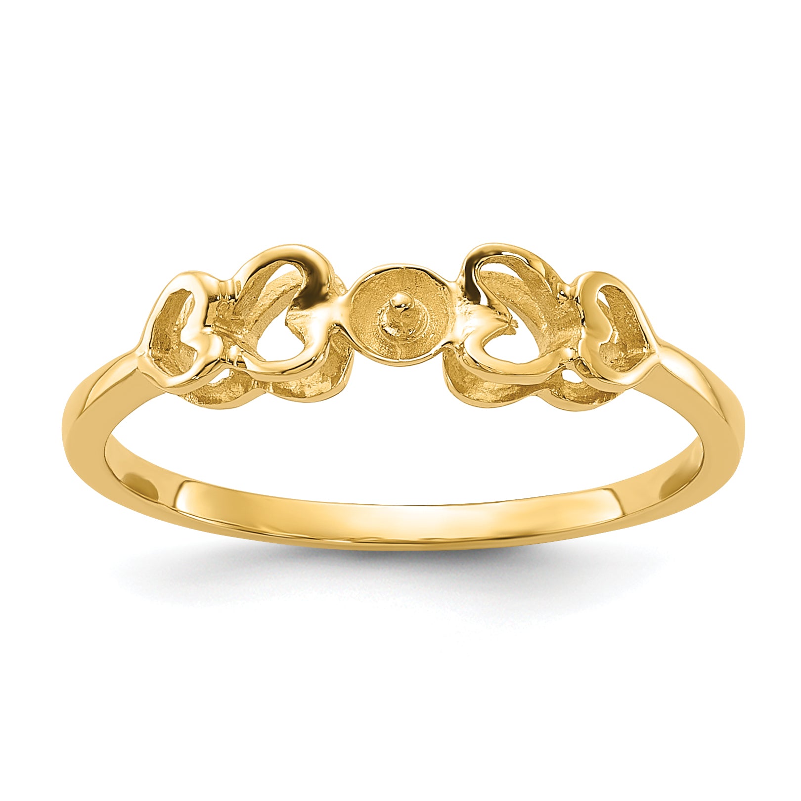 10K Polished Pearl Ring Mounting (No Stone Included)