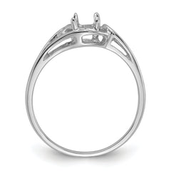 10K White Gold Polished 6x4 Oval Gemstone Ring Mounting (No Stone Included)