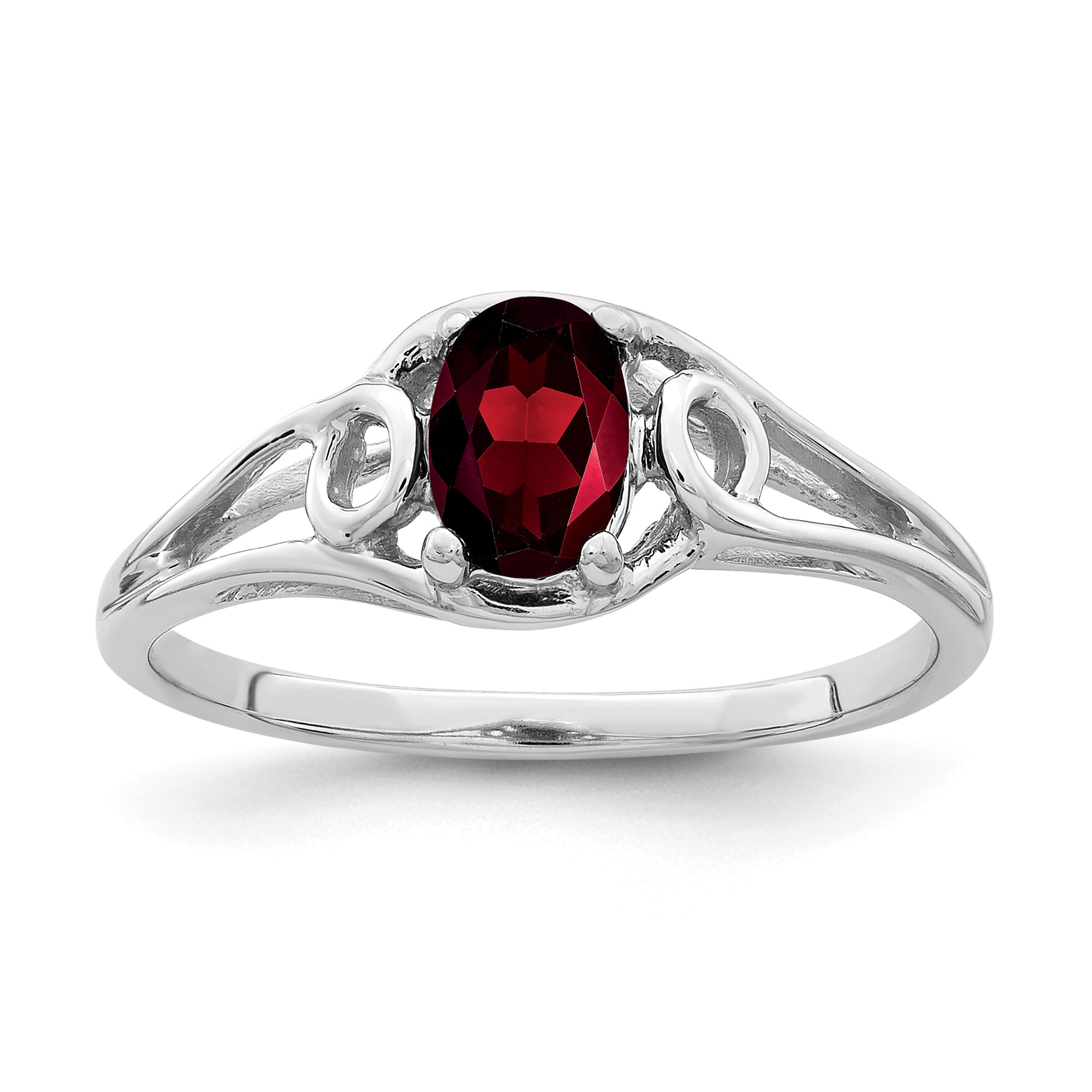 10K White Gold 6x4mm Oval Garnet ring