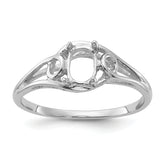 10K White Gold Polished 6x4 Oval Gemstone Ring Mounting (No Stone Included)