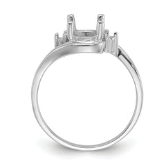 10k White Gold Polished .03ct. Diamond & 8x6 Oval Gemstone Ring Mounting (No Stone Included)