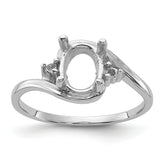 10k White Gold Polished .03ct. Diamond & 8x6 Oval Gemstone Ring Mounting (No Stone Included)