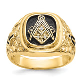 10 Karat Polished, Antiqued and Nugget Texture AA Quality Diamond Masonic Ring | Sophia Jewelers