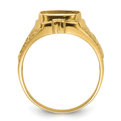 10k Men's Polished and Textured Masonic Ring Mounting (No Stones Included)