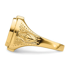 10k Men's Polished and Textured Masonic Ring Mounting (No Stones Included)