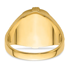 10k Men's Polished and Textured Masonic Ring Mounting (No Stones Included)