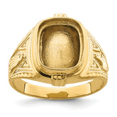 10k Men's Polished and Textured Masonic Ring Mounting (No Stones Included)