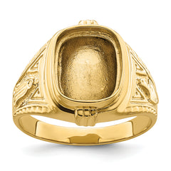 10k Men's Polished and Textured Masonic Ring Mounting (No Stones Included)