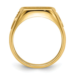 10k Men's Polished and Textured Masonic Ring Mounting (No Stones Included)