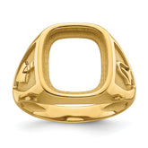 10k Men's Polished and Textured Masonic Ring Mounting (No Stones Included)