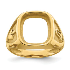 10k Men's Polished and Textured Masonic Ring Mounting (No Stones Included)