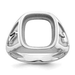 10k White Gold Men's Polished and Textured Masonic Ring Mounting (No Stones Included)
