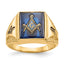 Men's Blue Spinel Masonic Ring in 10K Yellow Gold, 3mm, Size 10 - Sophia Jewelers