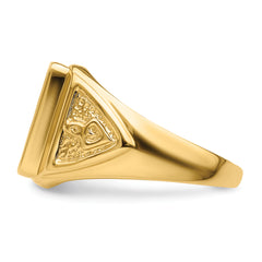 10k Men's Polished and Textured Masonic Ring Mounting (No Stones Included)