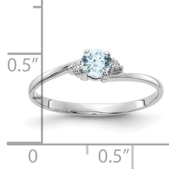 10K White Gold Aquamarine and Diamond Ring