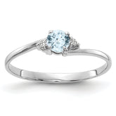 10K White Gold Aquamarine and Diamond Ring