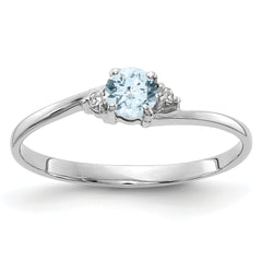 10K White Gold Aquamarine and Diamond Ring