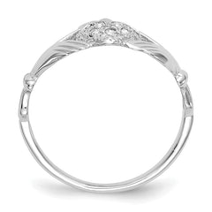 10K White Gold 1/10ct AA Diamond Claddagh Ring