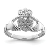 10K White Gold Claddagh Ring Mounting (No Stones Included)