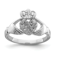 10K White Gold Claddagh Ring Mounting (No Stones Included)