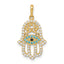 10K Multi-colored CZ Hamsa Pendant