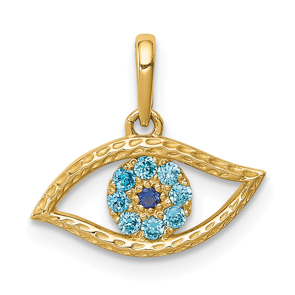10K Blue CZ Eye Pendant
