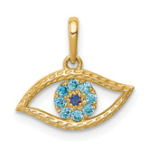 10K Blue CZ Eye Pendant