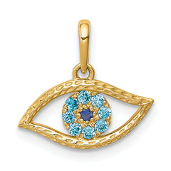 10K Blue CZ Eye Pendant