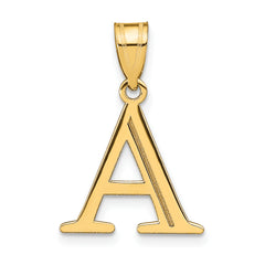 10K Polished Etched Letter A Initial Pendant