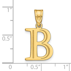 10K Polished Etched Letter B Initial Pendant