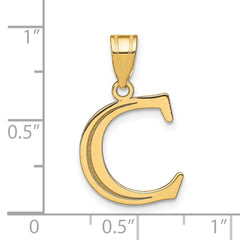10K Polished Etched Letter C Initial Pendant