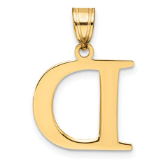 10K Polished Etched Letter D Initial Pendant